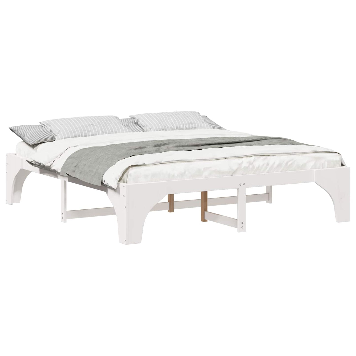 Bed Frame White 180 x 200 cm Solid Pine Wood