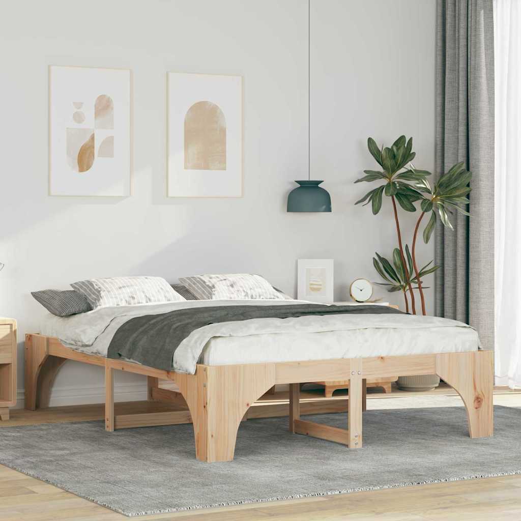 Bed Frame Brown 160 x 200 cm Solid Pine Wood