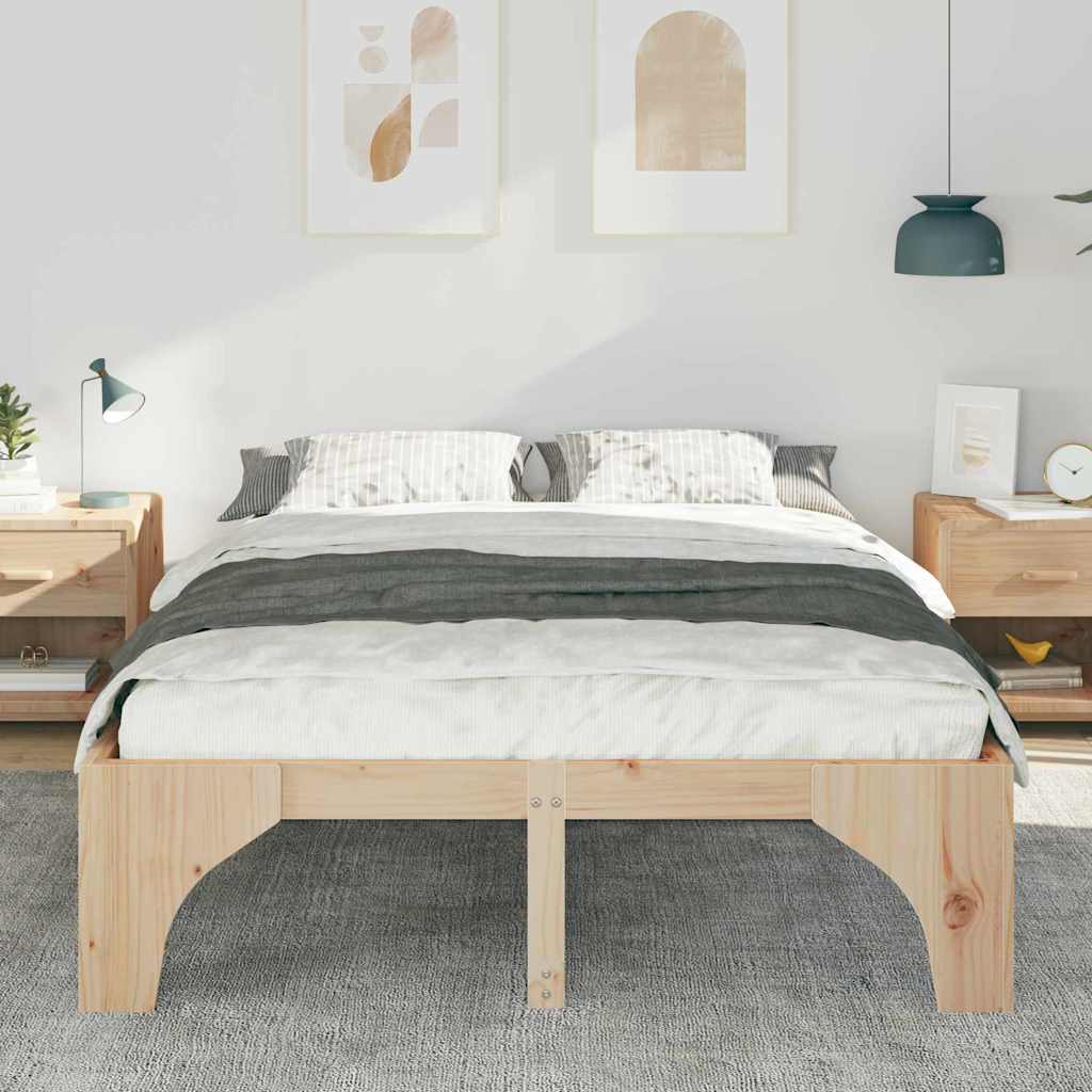 Bed Frame Brown 160 x 200 cm Solid Pine Wood