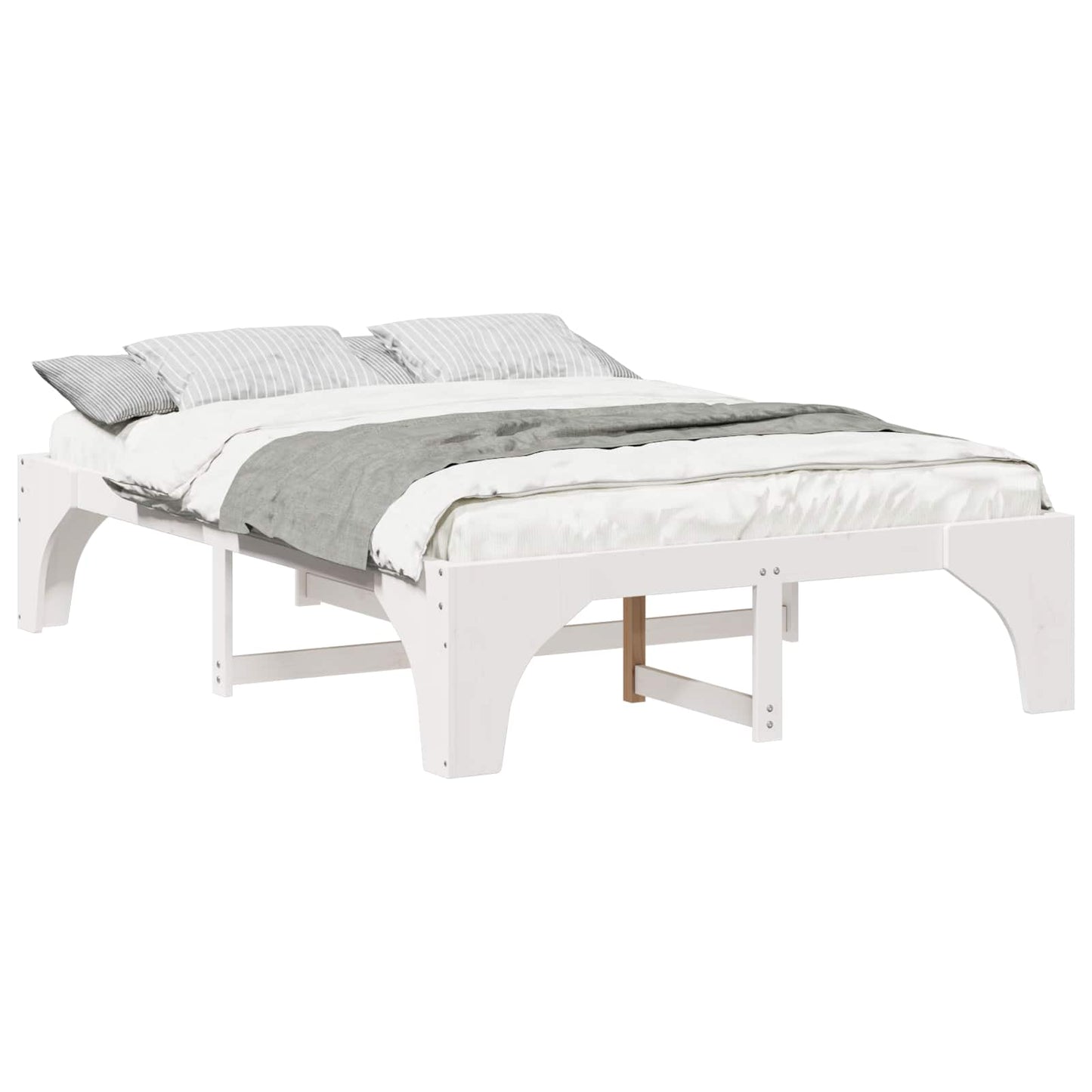 Bed Frame White 160 x 200 cm Solid Pine Wood