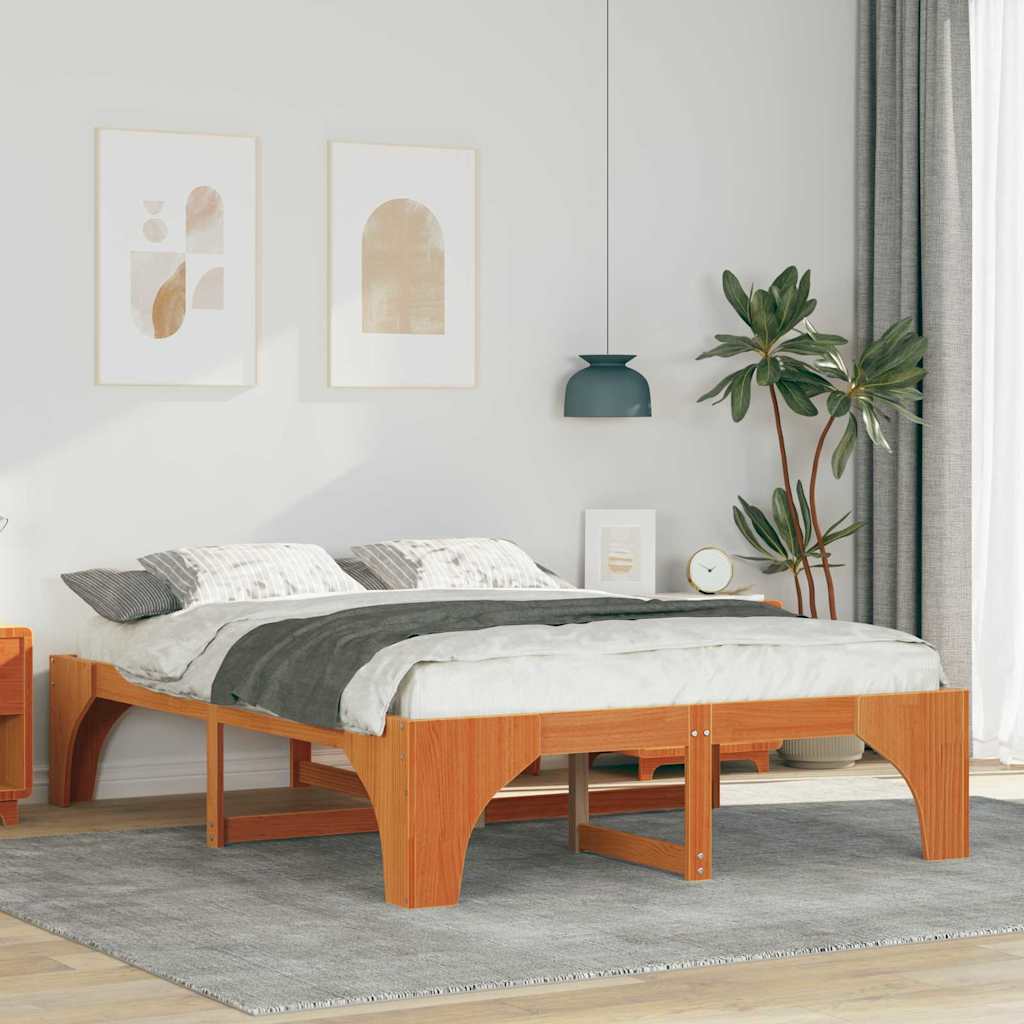 Bed Frame Brown 160 x 200 cm Solid Pine Wood
