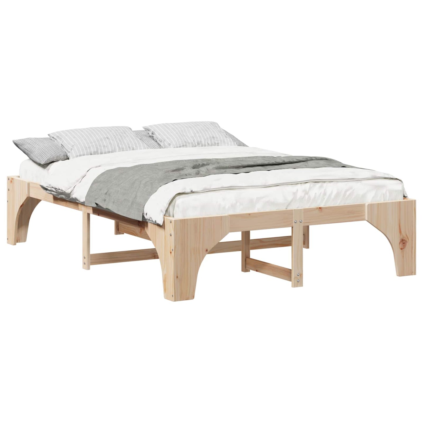 Bed Frame Brown 140 x 200 cm Solid Pine Wood