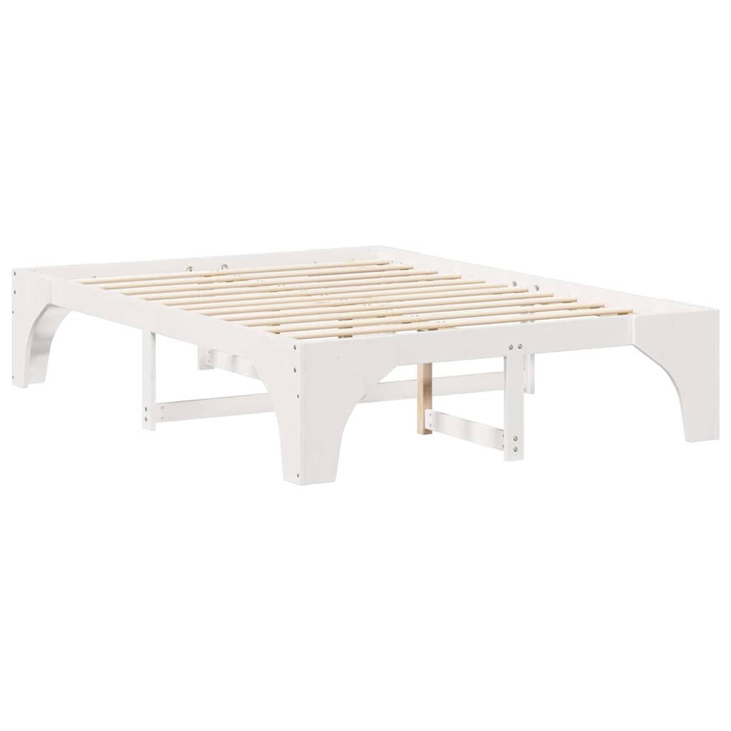 Bed Frame White 140 x 200 cm Solid Pine Wood