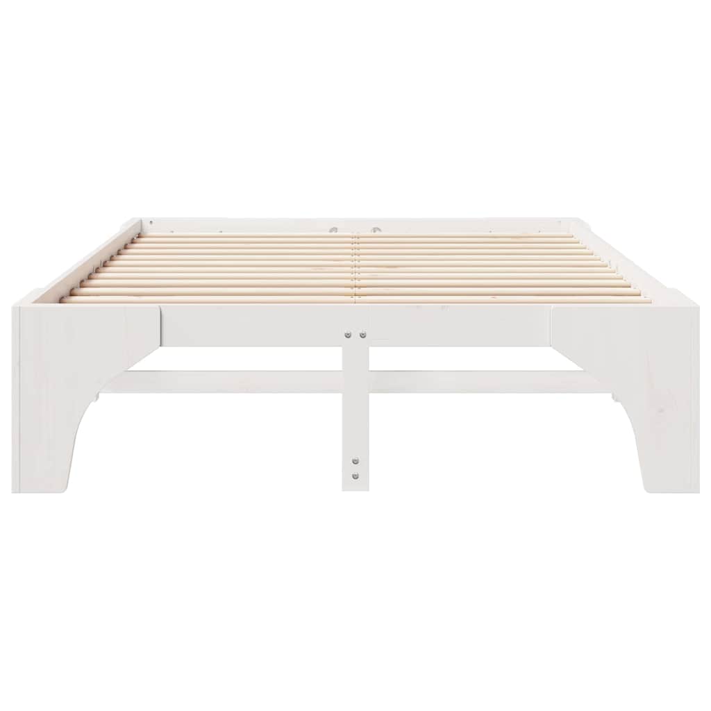 Bed Frame White 140 x 200 cm Solid Pine Wood