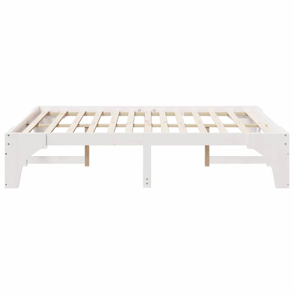 Bed Frame White 140 x 200 cm Solid Pine Wood
