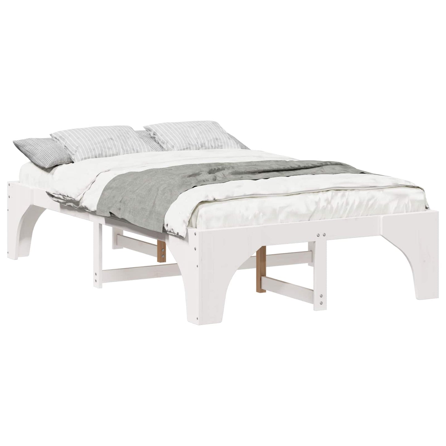 Bed Frame White 140 x 190 cm Solid Pine Wood