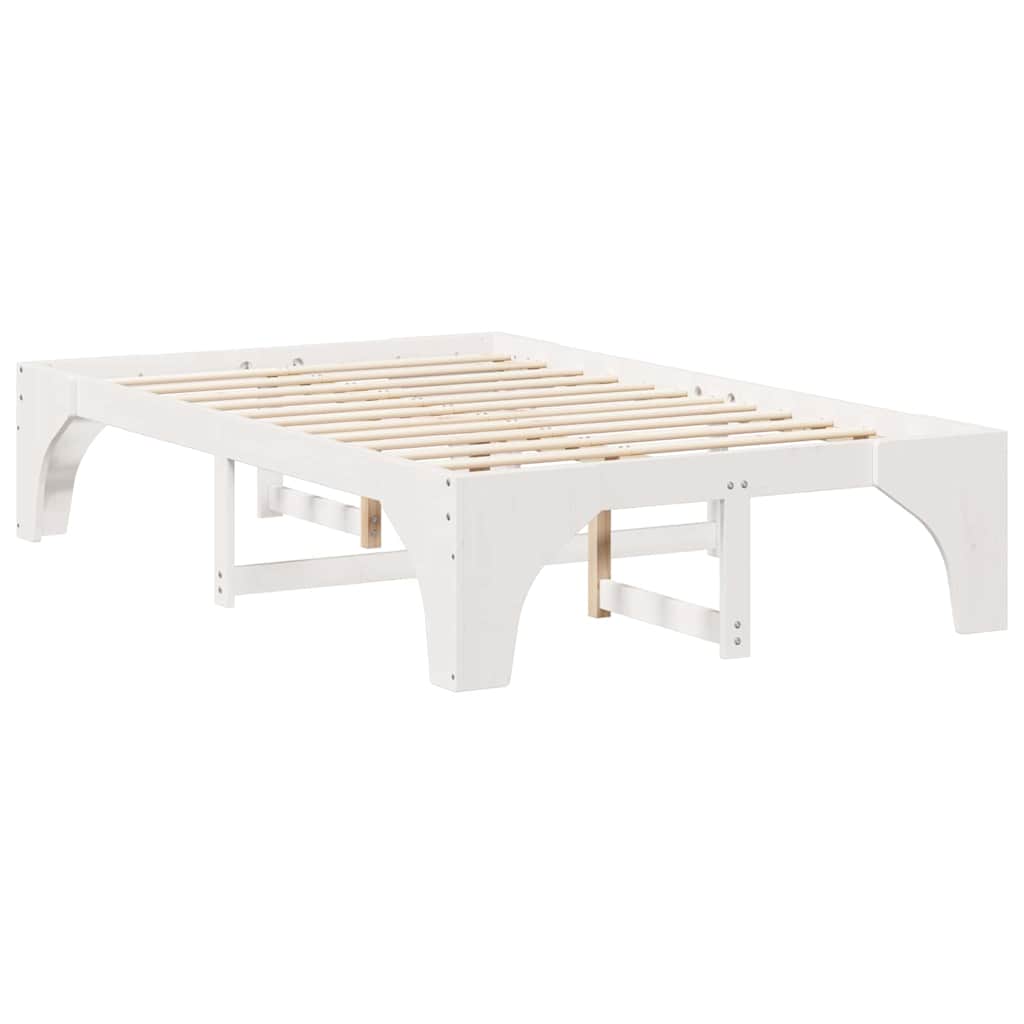 Bed Frame White 140 x 190 cm Solid Pine Wood