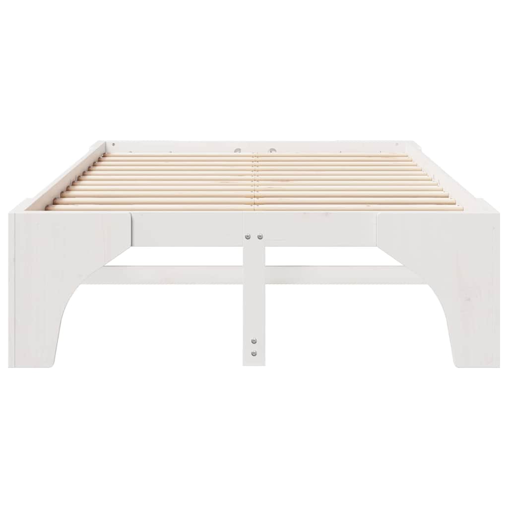 Bed Frame White 140 x 190 cm Solid Pine Wood