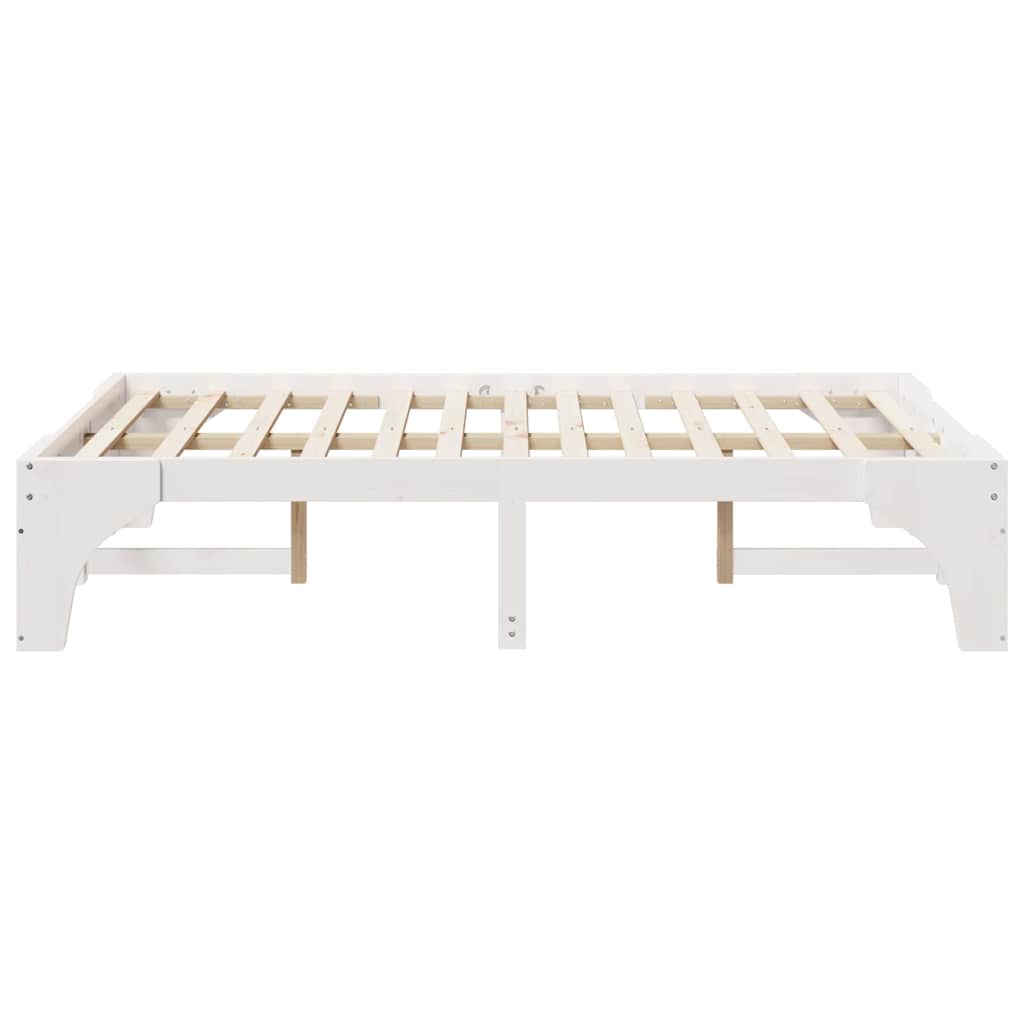 Bed Frame White 140 x 190 cm Solid Pine Wood