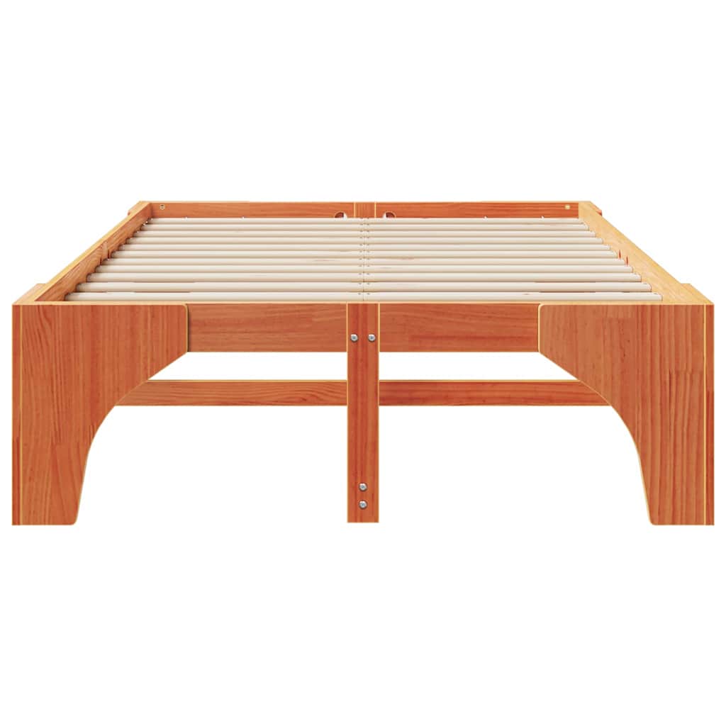 Bed Frame Brown 140 x 190 cm Solid Pine Wood