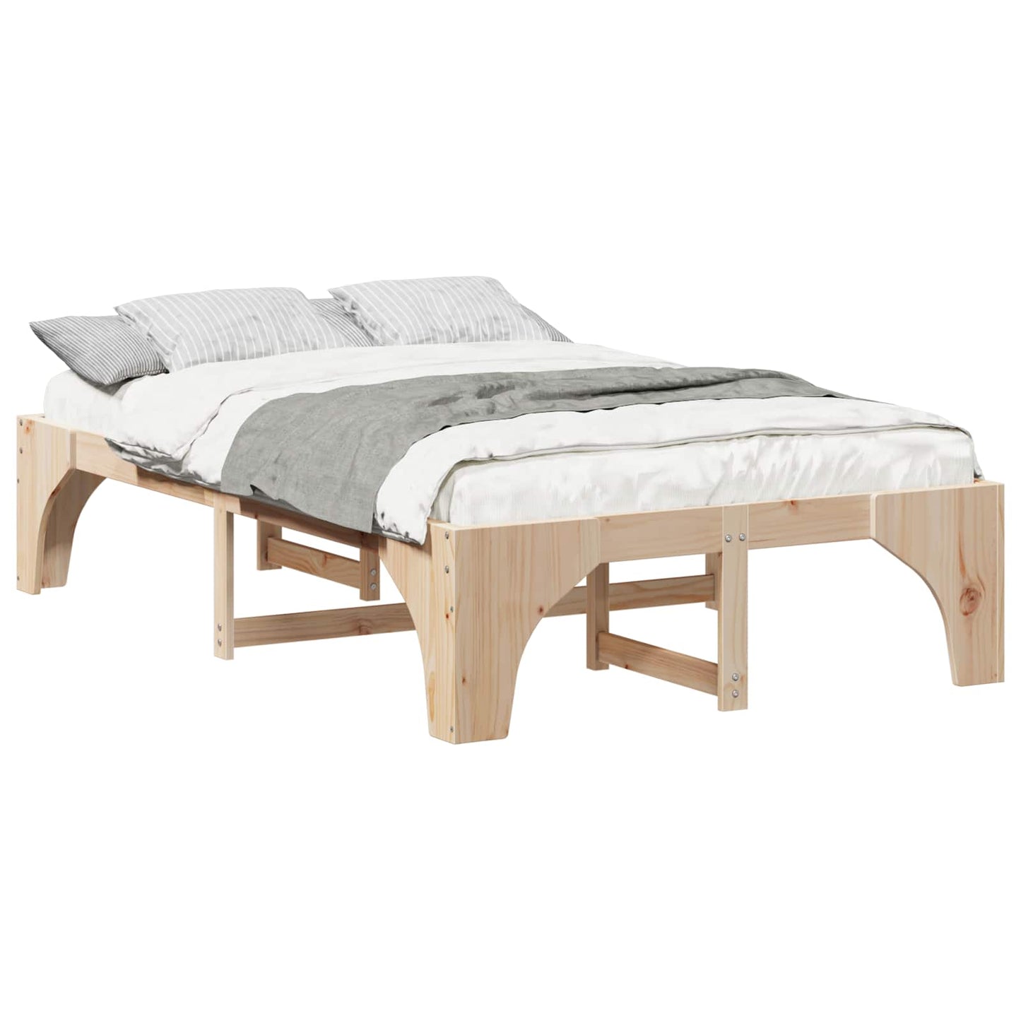 Bed Frame Brown 135 x 190 cm Solid Pine Wood