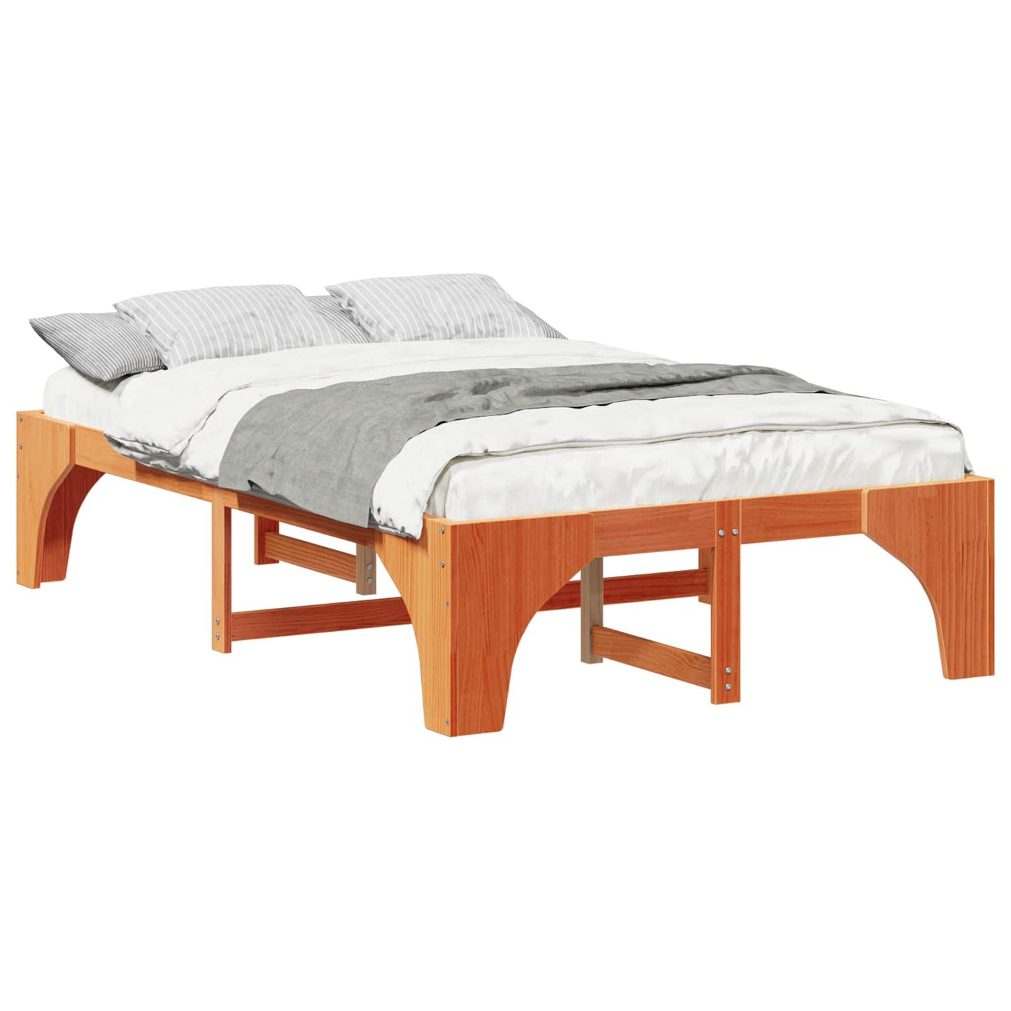 Bed Frame Brown 135 x 190 cm Solid Pine Wood