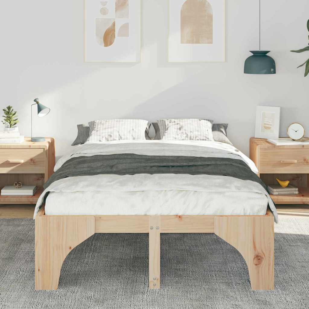 Bed Frame Brown 120 x 190 cm Solid Pine Wood