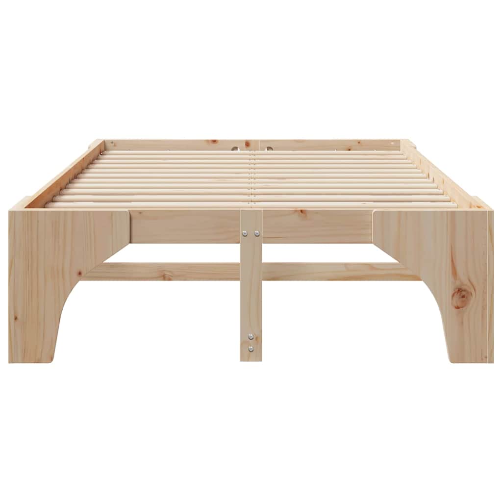 Bed Frame Brown 120 x 190 cm Solid Pine Wood