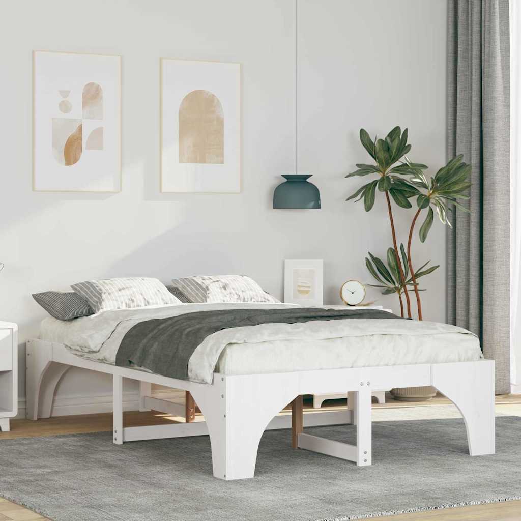 Bed Frame White 120 x 190 cm Solid Pine Wood