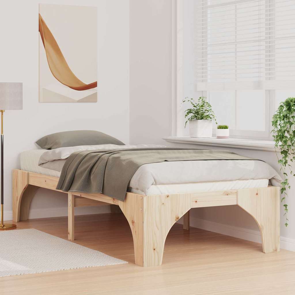 Bed Frame Brown 100 x 200 cm Solid Pine Wood