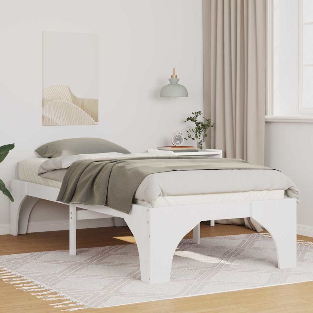 Bed Frame White 80 x 200 cm Solid Pine Wood