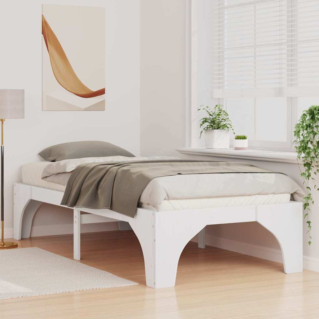 Bed Frame White 80 x 200 cm Solid Pine Wood