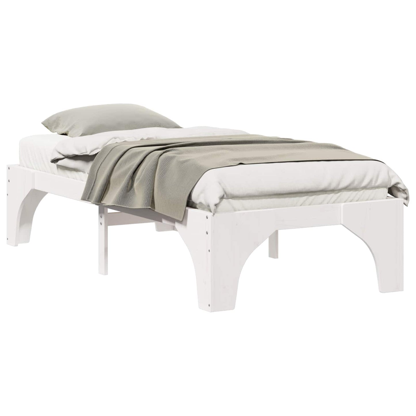 Bed Frame White 80 x 200 cm Solid Pine Wood
