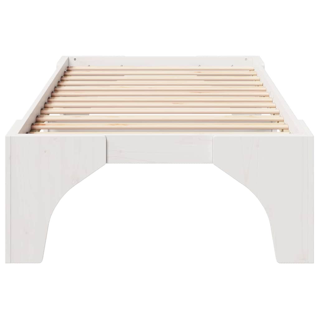 Bed Frame White 80 x 200 cm Solid Pine Wood