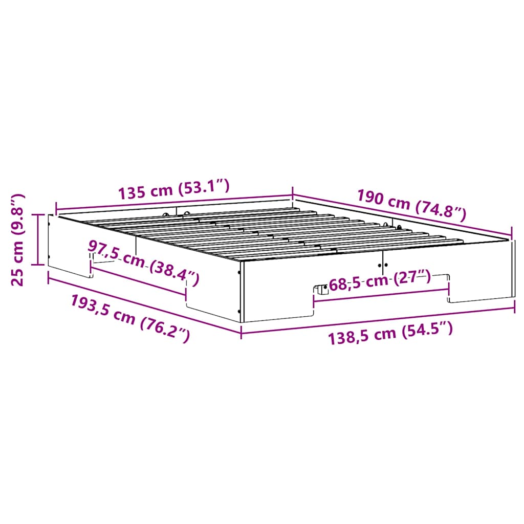 Bed Frame White 135 x 190 cm