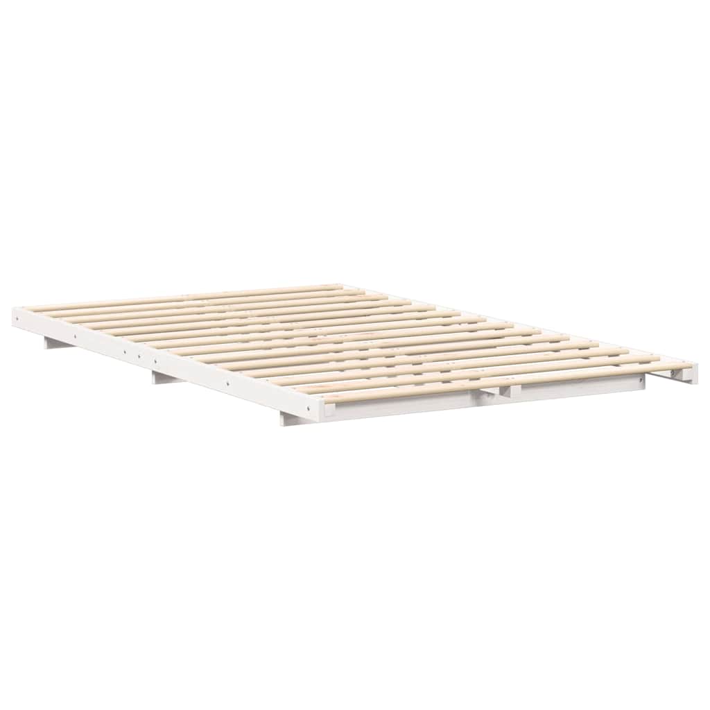 Bed Frame White 140 x 190 cm Solid Pine Wood