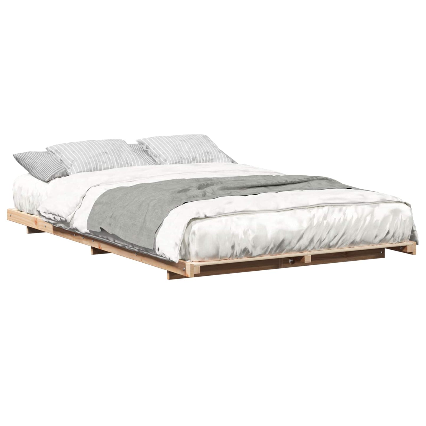 Bed Frame Brown 135 x 190 cm Solid Pine Wood