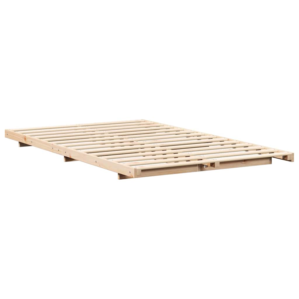 Bed Frame Brown 135 x 190 cm Solid Pine Wood