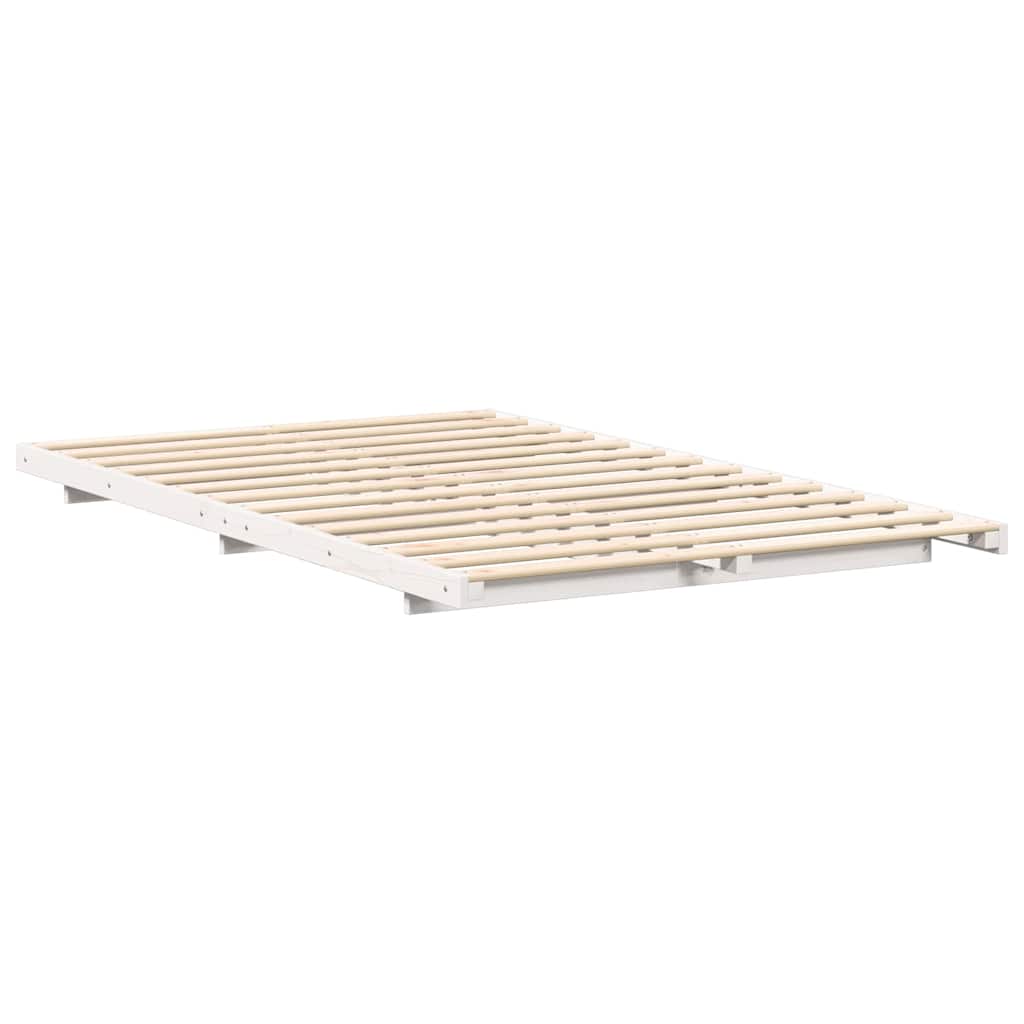 Bed Frame White 135 x 190 cm Solid Pine Wood
