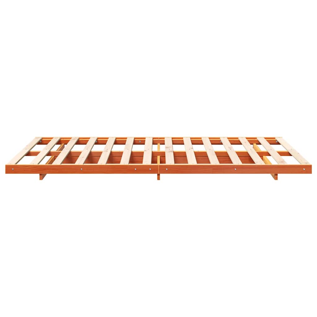 Bed Frame Wax Brown 135 x 190 cm Solid Pine Wood