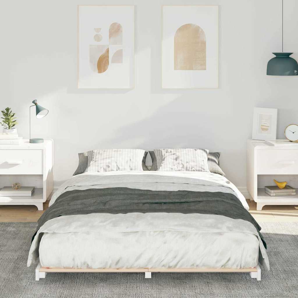 Bed Frame White 120 x 190 cm Solid Pine Wood