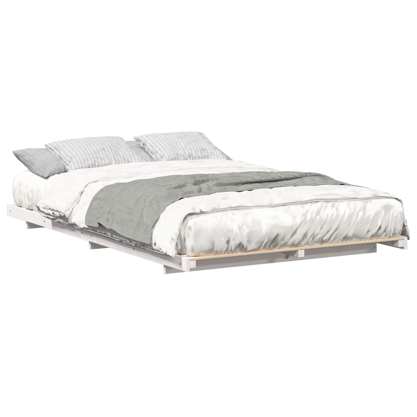 Bed Frame White 120 x 190 cm Solid Pine Wood