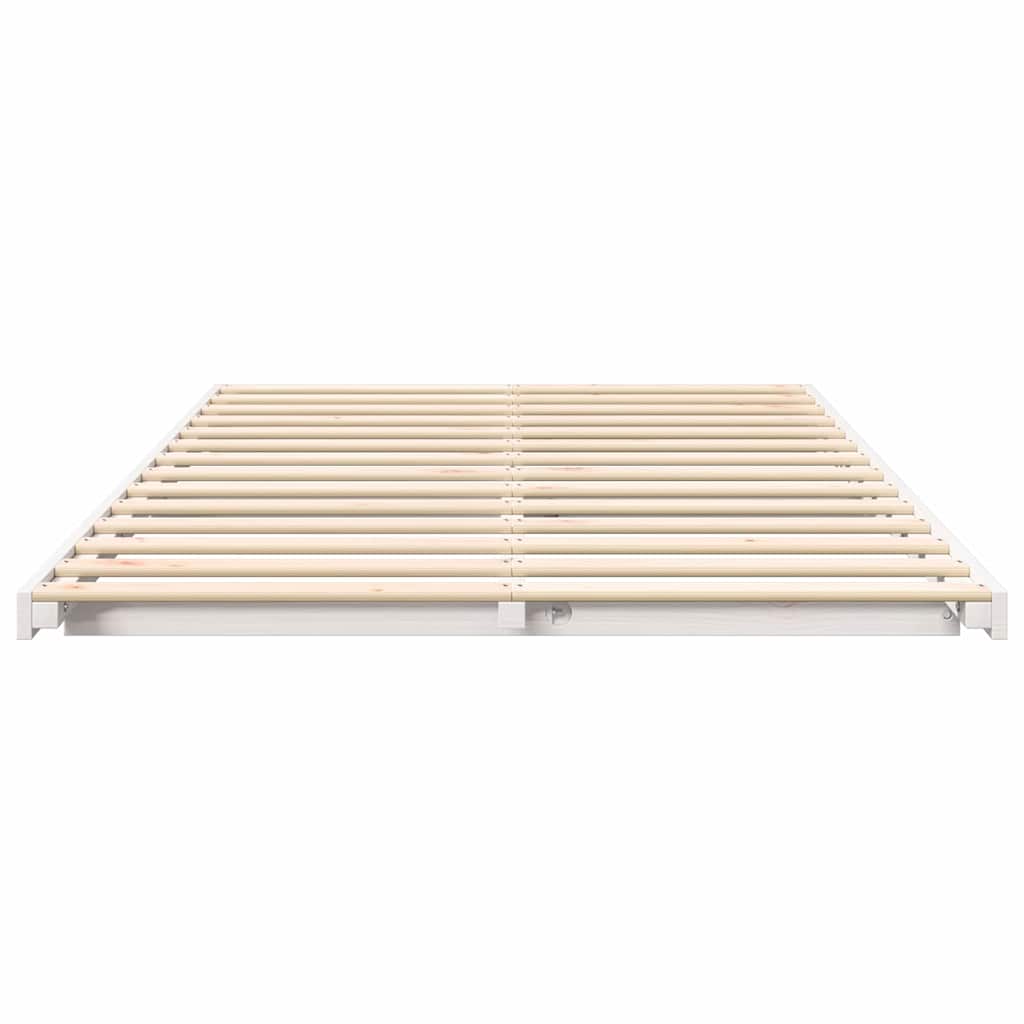 Bed Frame White 120 x 190 cm Solid Pine Wood