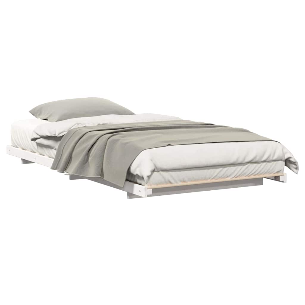 Bed Frame White 100 x 200 cm Solid Pine Wood
