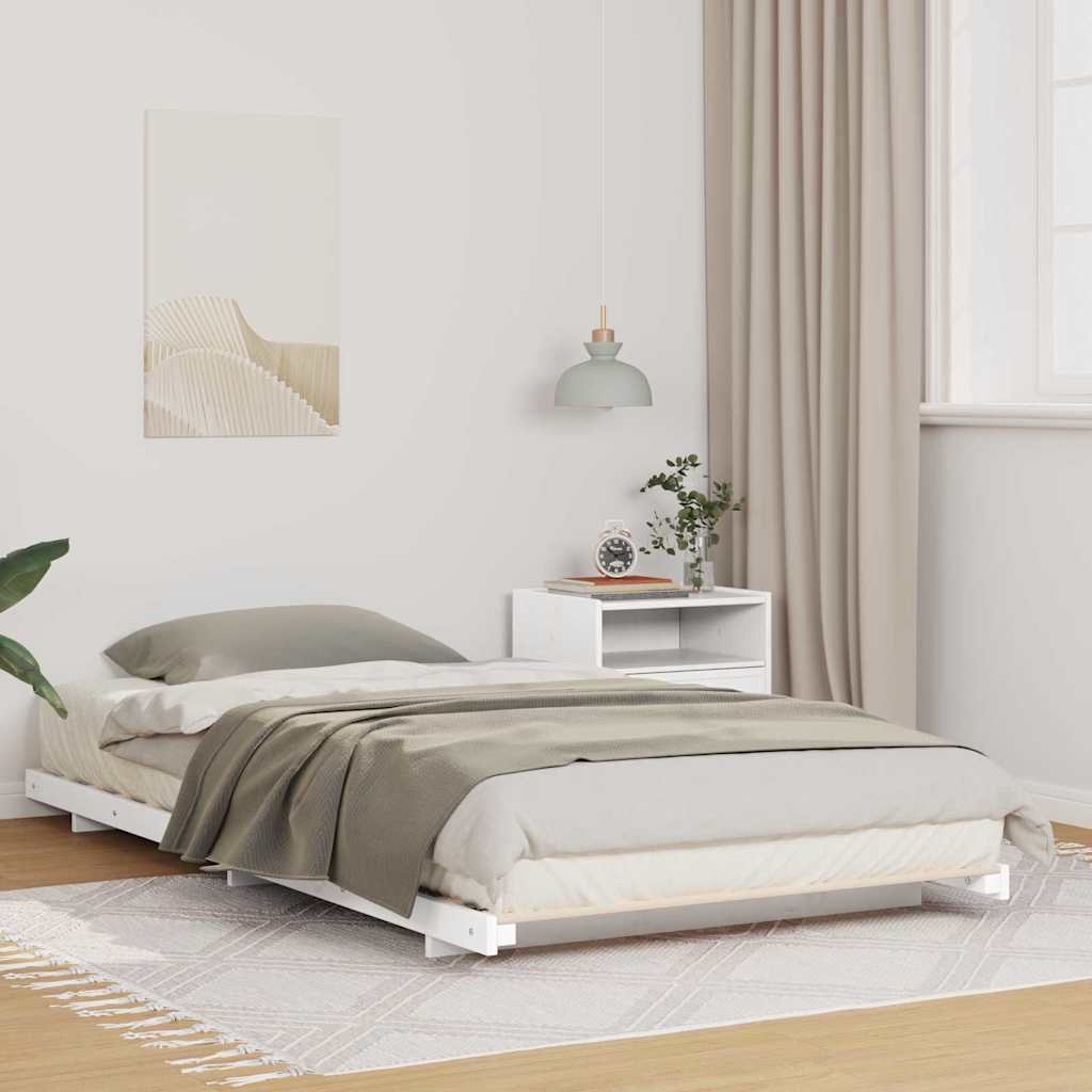 Bed Frame White 80 x 210 cm Solid Pine Wood