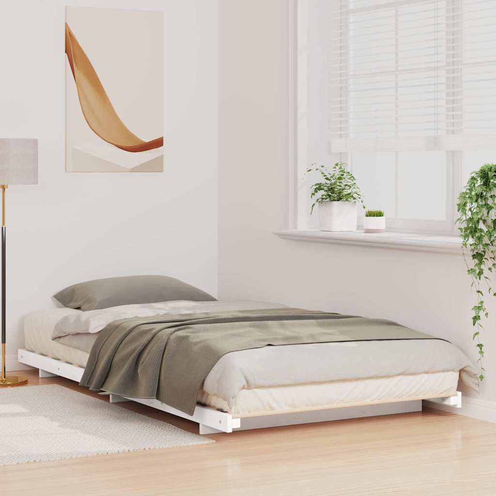 Bed Frame White 80 x 210 cm Solid Pine Wood