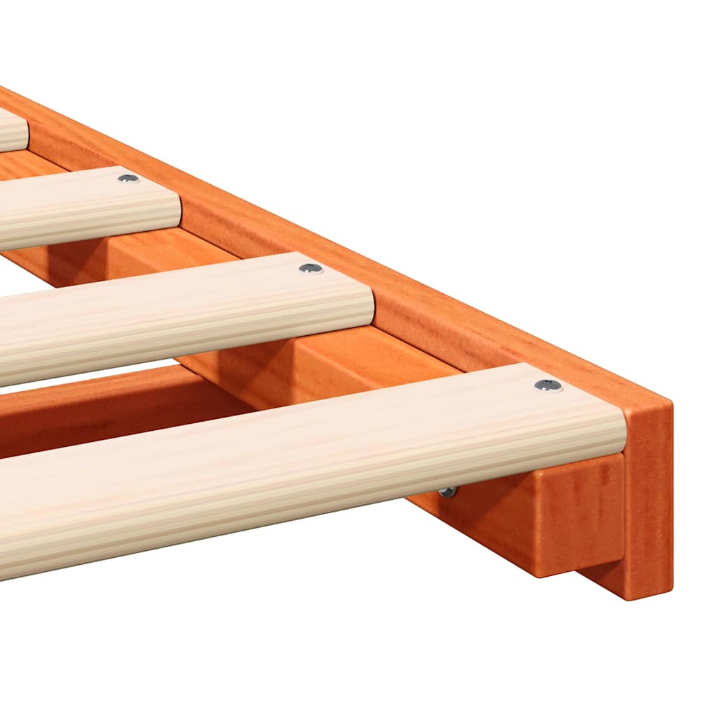 Bed Frame Wax Brown 80 x 210 cm Solid Pine Wood