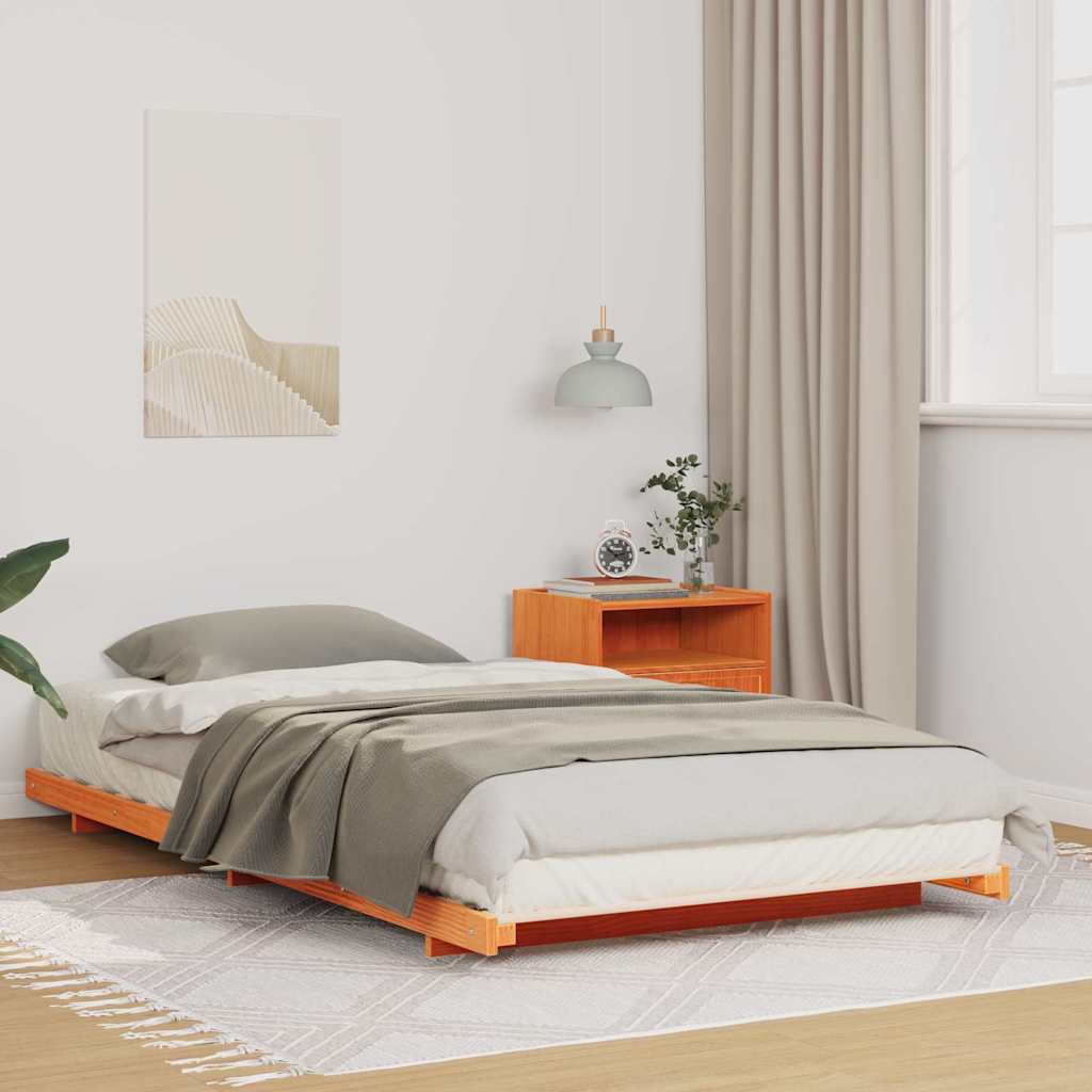 Bed Frame Wax Brown 80 x 210 cm Solid Pine Wood
