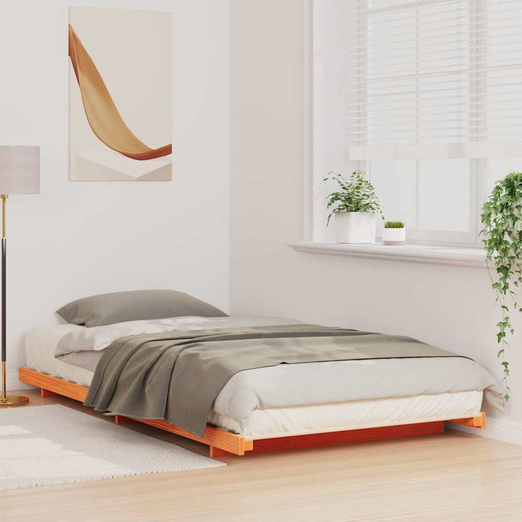 Bed Frame Wax Brown 80 x 210 cm Solid Pine Wood