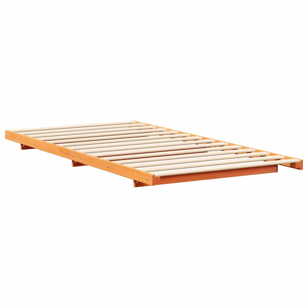 Bed Frame Wax Brown 80 x 210 cm Solid Pine Wood