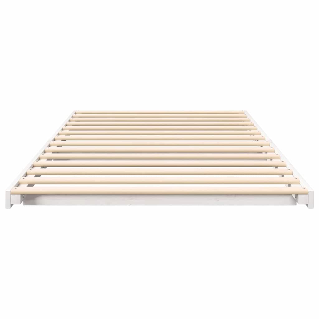 Bed Frame White 100 x 210 cm Solid Pine Wood