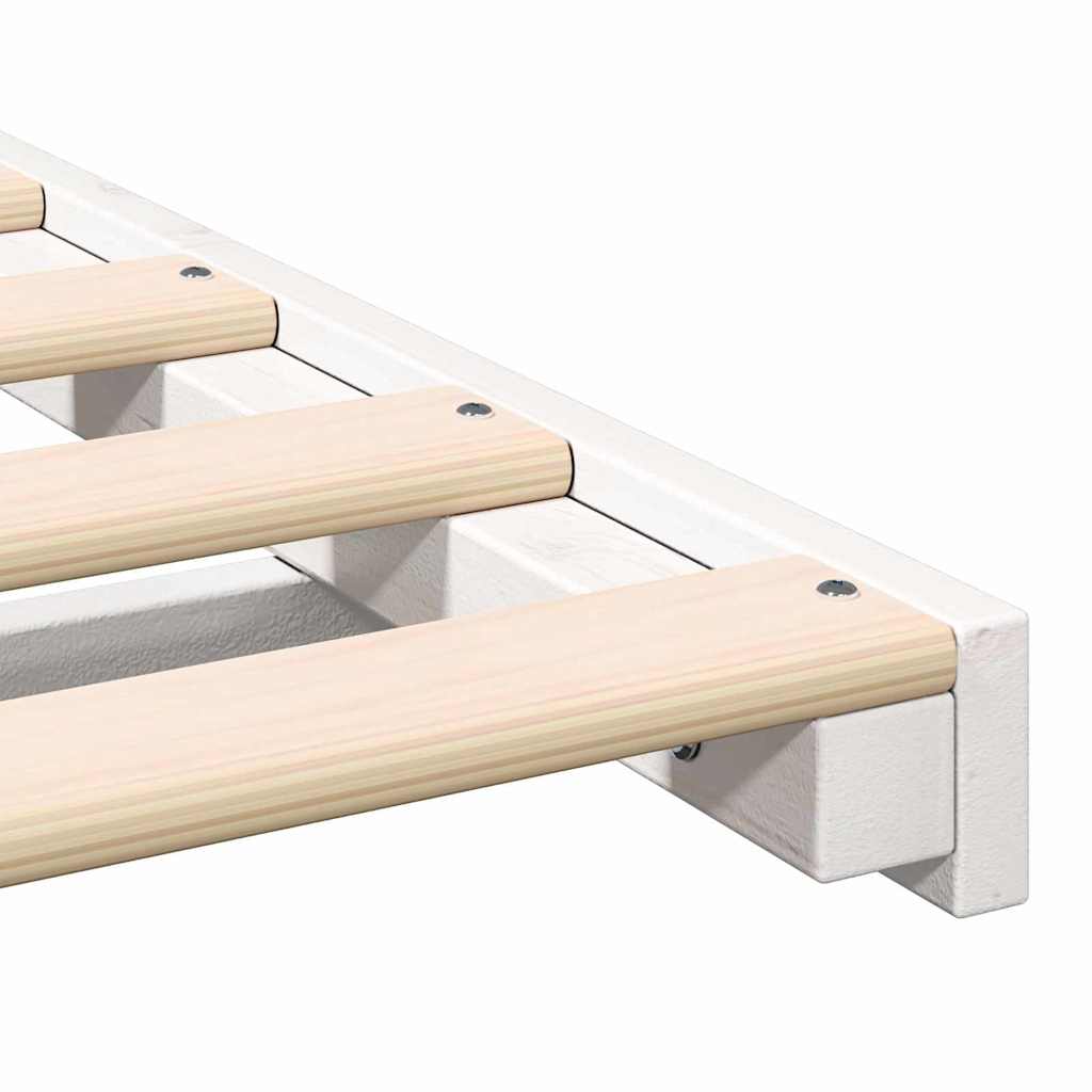 Bed Frame White 140 x 210 cm Solid Pine Wood