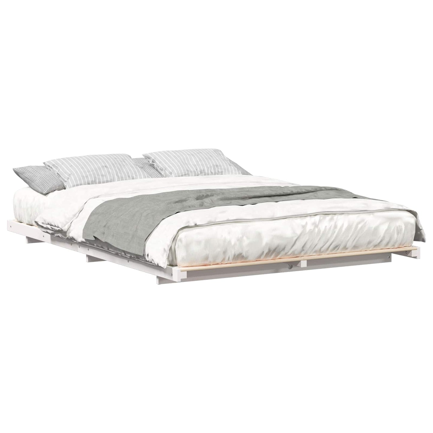 Bed Frame White 140 x 210 cm Solid Pine Wood