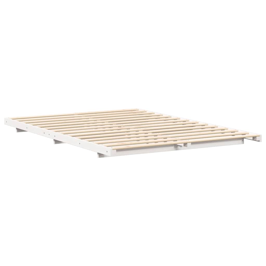 Bed Frame White 140 x 210 cm Solid Pine Wood