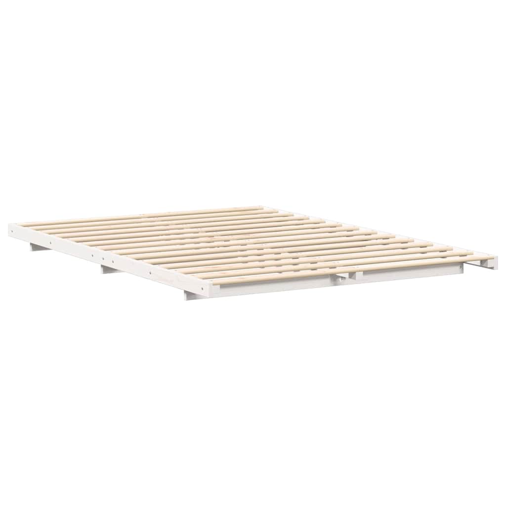 Bed Frame White 140 x 210 cm Solid Pine Wood