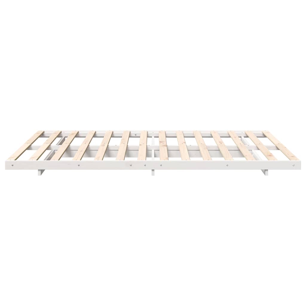 Bed Frame White 140 x 210 cm Solid Pine Wood