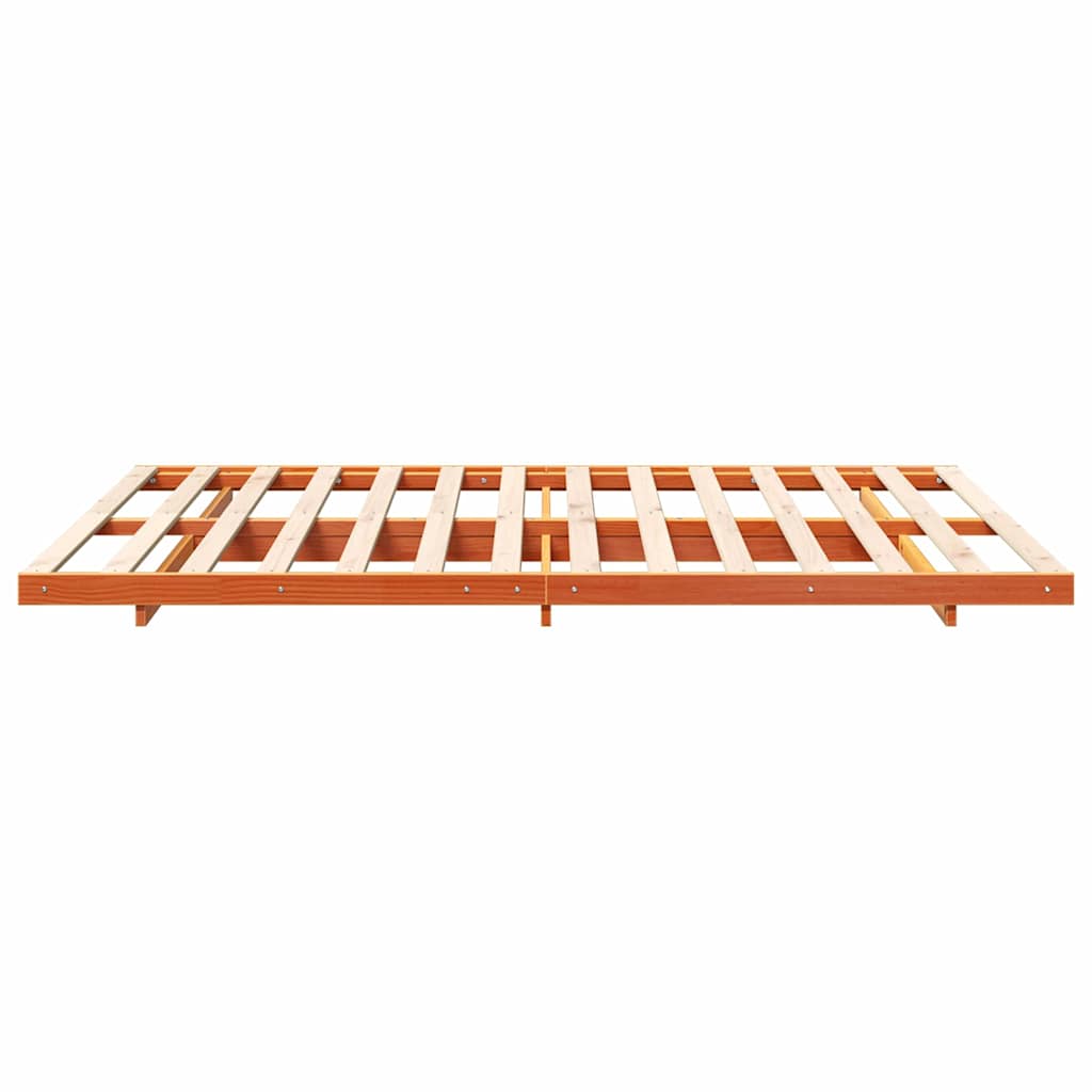 Bed Frame Wax Brown 140 x 210 cm Solid Pine Wood