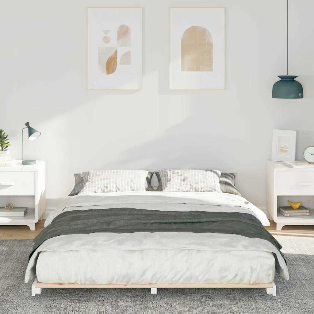 Bed Frame White 160 x 210 cm Solid Pine Wood
