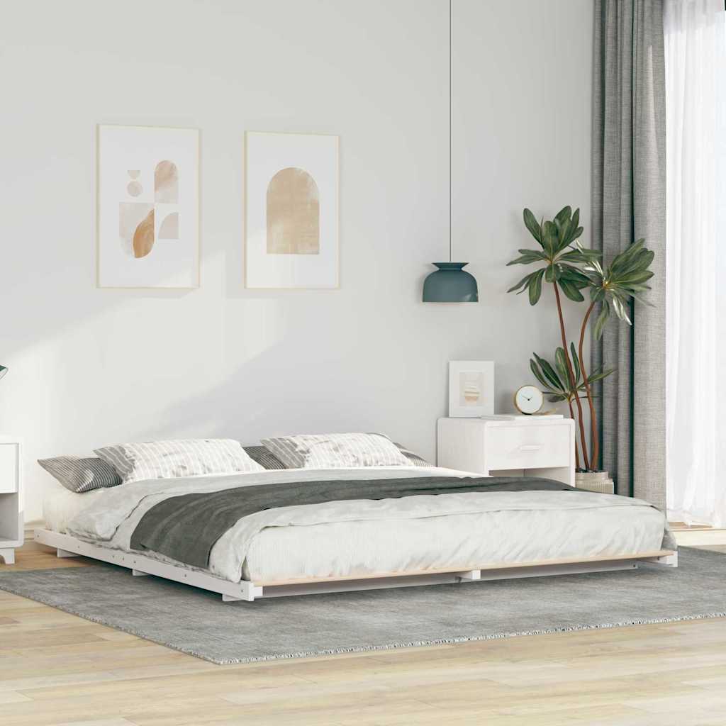 Bed Frame White 180 x 210 cm Solid Pine Wood