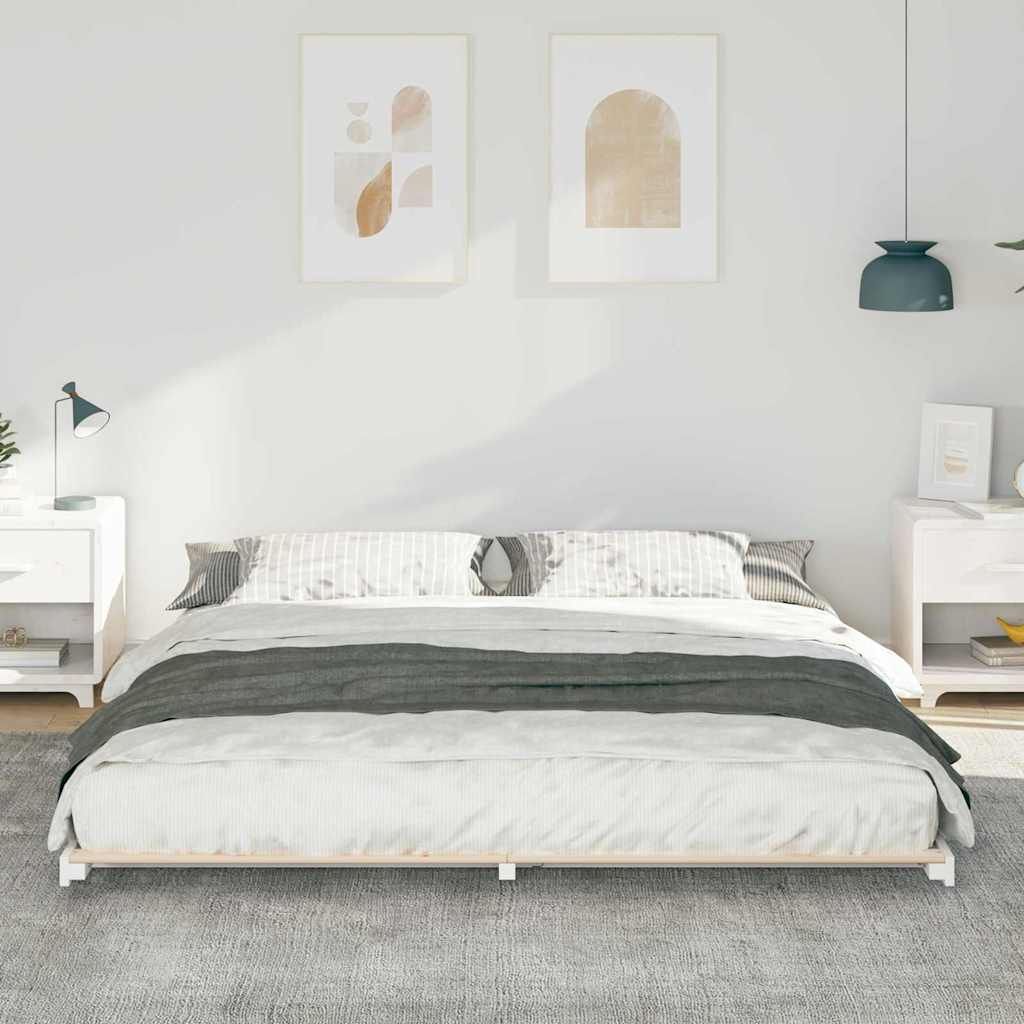 Bed Frame White 180 x 210 cm Solid Pine Wood